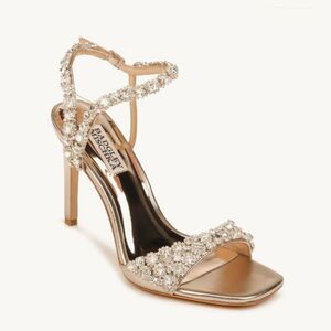 Badgley Mischka Galia Crystal Ankle Strap Bridal Strappy New Box/Dust bag $265